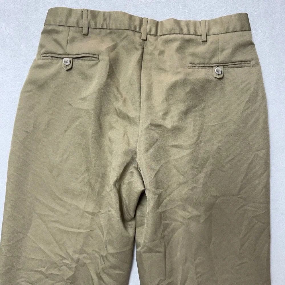 Dockers Mens Khaki Tan Microfiber Pleated Cuffed Dress Pants 36x32